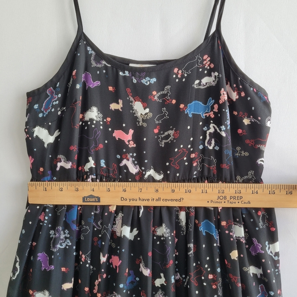 Erin Fetherston Target Slip Babydoll Dress Juniors 9 Black Novelty Flare Rabbit - Picture 4 of 13